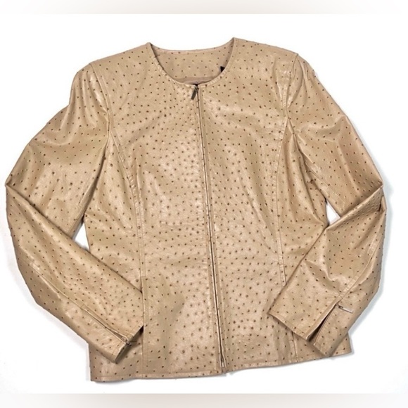 Get Dana Buchman Womans Jacket Tan Lamb Leather Jacket Size M Brown - Picture 8 of 13